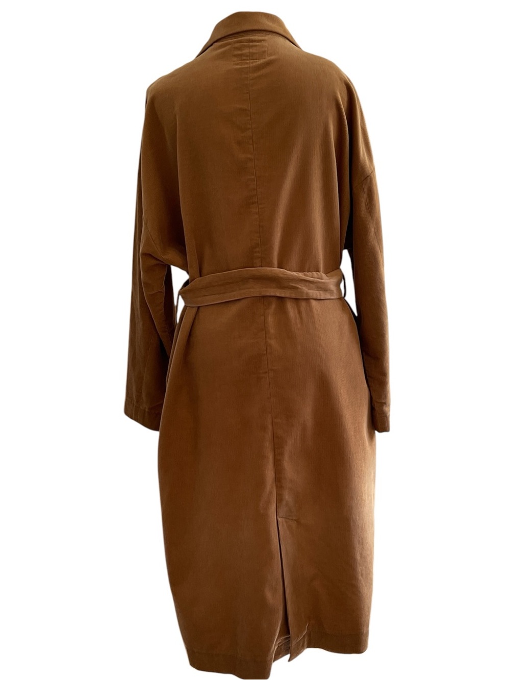 LOWRYS FARM Medium Caramel Fine Corduroy Belted Duster Coat L / XL - Picture 6 of 11